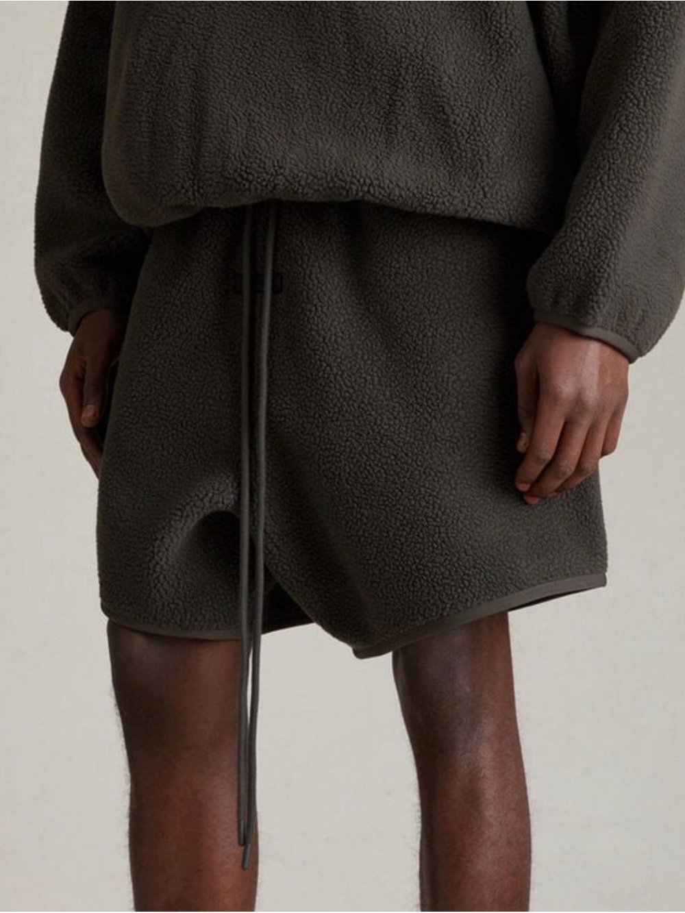 Essentials Men's Olive Green Sherpa Athletic Shorts